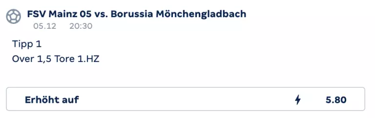 Merkur Bets Quotenboost Mainz Gladbach